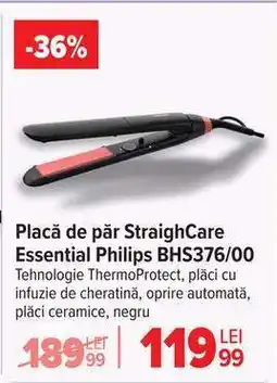 Carrefour Placă de păr StraighCare Essential Philips BHS376/00 Ofertă