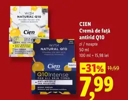 Lidl CIEN Cremă de faţă antirid Q10 Ofertă