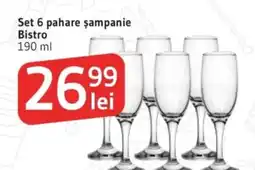 Supeco Set 6 pahare şampanie Bistro Ofertă