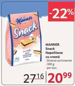Selgros MANNER Snack Napolitane cu cremă Ofertă