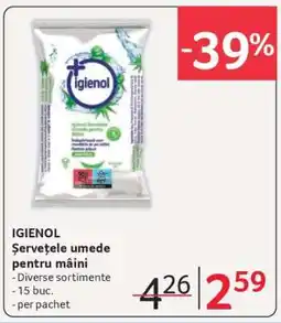 Selgros IGIENOL Șervețele umede pentru mâini Ofertă