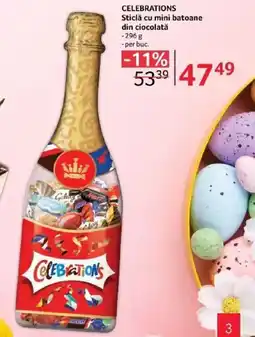 Selgros CELEBRATIONS Sticlă cu mini batoane din ciocolată Ofertă