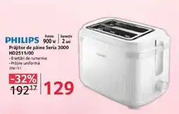 Selgros PHILIPS Prăjitor de pâine Seria 3000 HD2511/00 Ofertă