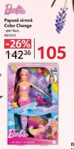 Selgros Barbie Papusǎ sirenǎ Color Change Ofertă