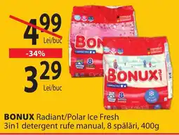 CBA BONUX Radiant/Polar Ice Fresh 3in1 detergent rufe manual, 8 spălări Ofertă