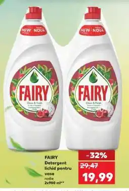 Kaufland FAIRY Detergent lichid pentru vase rodie 2x900 ml Ofertă