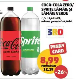 Penny Coca-Cola Zero / Sprite Lămâie și Lămâie Verde Ofertă