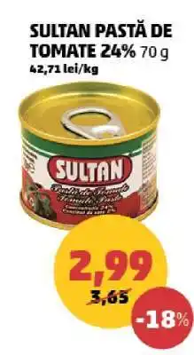 Penny SULTAN PASTĂ DE TOMATE 24% 70 g Ofertă