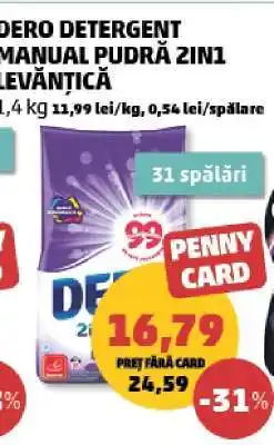 Penny DERO Detergent Manual Pudră 2in1 Levănțică Ofertă