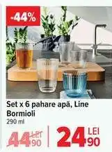 Carrefour Set x 6 pahare apă, Line Bormioli Ofertă