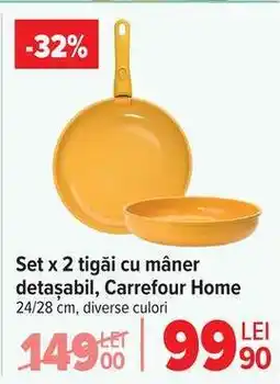 Carrefour Set x 2 tigăi cu mâner detașabil, Carrefour Home Ofertă