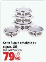 Carrefour Set x 5 oale emailate cu capac, Oti Ofertă