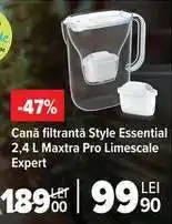 Carrefour Cană filtrantă Style Essential 2,4 L Maxtra Pro Limescale Expert Ofertă