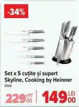 Carrefour Set x 5 cuțite și suport Skyline, Cooking by Heinner Ofertă
