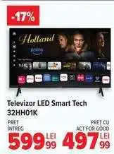 Carrefour Televizor LED Smart Tech 32HH01K Ofertă