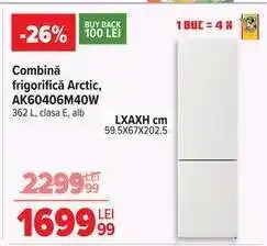 Carrefour Combină frigorifică Arctic, AK60406M40W Ofertă