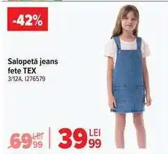 Carrefour Salopetă jeans, fete, TEX Ofertă