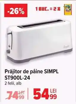 Carrefour Prăjitor de pâine Simpl ST900L-24 Ofertă