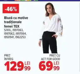 Carrefour Bluză cu motive tradiționale, femei, TEX Ofertă