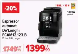 Carrefour Espressor automat De’Longhi ECAM12.123.B Ofertă