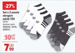 Carrefour Set x 2 șosete alergare adulți TEX Ofertă