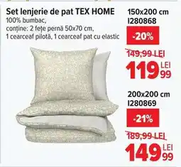 Carrefour Set lenjerie de pat TEX HOME 150x200 cm Ofertă