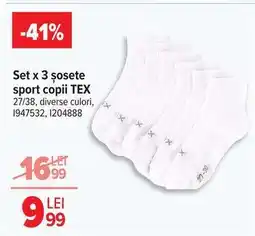 Carrefour Set x 3 șosete sport copii TEX Ofertă