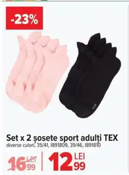 Carrefour Set x 2 șosete sport adulți TEX Ofertă