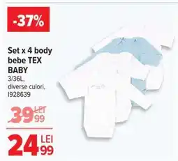 Carrefour Set x 4 body bebe TEX BABY Ofertă