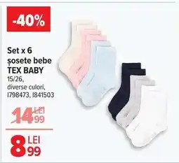 Carrefour Set x 6 șosete bebe TEX BABY Ofertă