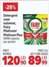 Carrefour Fairy Platinum/Platinum Plus Detergent Ofertă