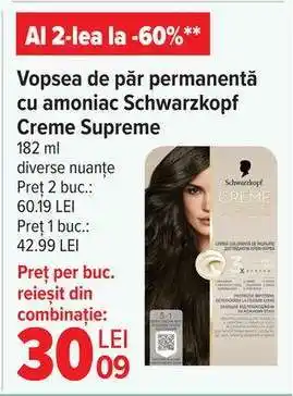 Carrefour Vopsea de păr permanentă cu amoniac Schwarzkopf Creme Supreme Ofertă