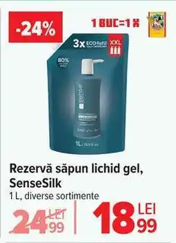 Carrefour Rezervă săpun lichid gel, SenseSilk Ofertă