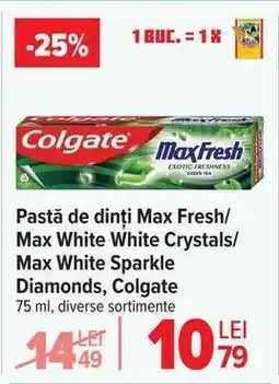 Carrefour Pastă de dinți Max Fresh/Max White White Crystals/Max White Sparkle Diamonds, Colgate Ofertă