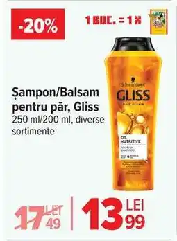 Carrefour Șampon/Balsam pentru păr, Gliss Ofertă