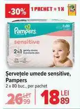Carrefour Șervețele umede sensitive, Pampers Ofertă