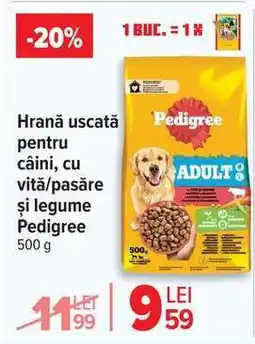 Carrefour Hrană uscată pentru câini, cu vită/pasăre și legume Pedigree Ofertă
