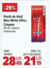 Carrefour Pastă de dinți Max White Ultra, Colgate Ofertă