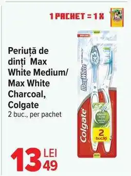 Carrefour Periuță de dinți Max White Medium/Max White Charcoal, Colgate Ofertă