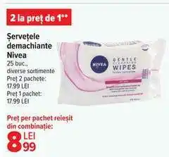 Carrefour Șervețele demachiante, Nivea Ofertă