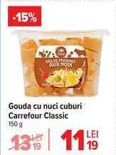 Carrefour Gouda cu nuci cuburi Carrefour Classic Ofertă