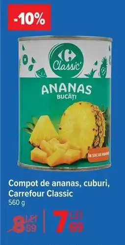 Carrefour Compot de ananas, cuburi, Carrefour Classic Ofertă