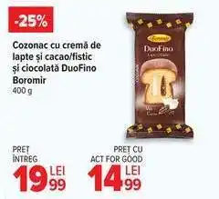 Carrefour Cozonac cu cremă de lapte și cacao/fistic și ciocolată DuoFino Boromir Ofertă