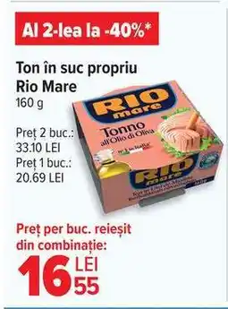 Carrefour Ton în suc propriu Rio Mare Ofertă