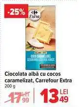 Carrefour Ciocolata albă cu cocos caramelizat, Carrefour Extra Ofertă