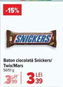 Carrefour Baton ciocolată Snickers/Twix/Mars Ofertă