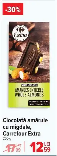 Carrefour Ciocolată amăruie cu migdale, Carrefour Extra Ofertă
