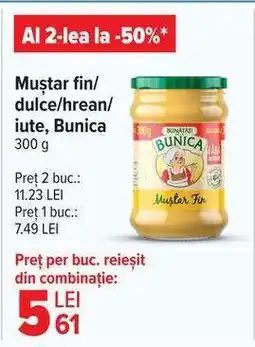 Carrefour Muștar fin/dulce/hrean/iute, Bunica 300 g Ofertă
