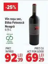 Carrefour Vin roșu sec, Etika Fetească Neagră Ofertă