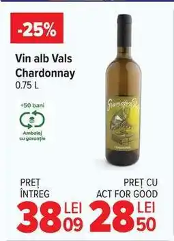 Carrefour Vin alb Vals Chardonnay 0.75 L Ofertă